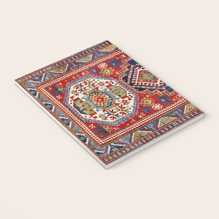 Three Medallion Kazak Southwest Caucasus Carpet Print Notebook Gallery Image 3