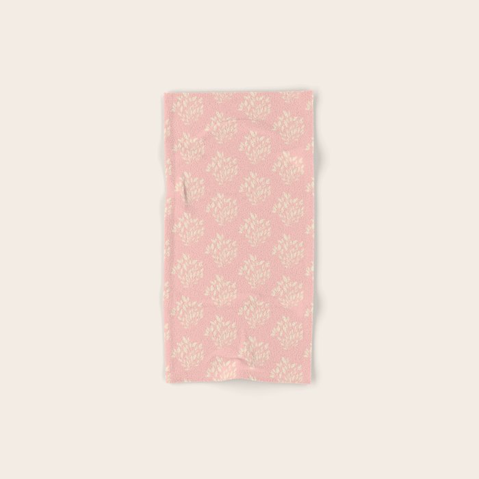 Simple Block Print Pastel Pink and Off- White Pattern Bath Towel Gallery Image 1