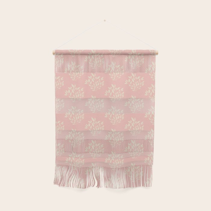 Simple Block Print Pastel Pink and Off- White Pattern Wall Hanging Gallery Image 1