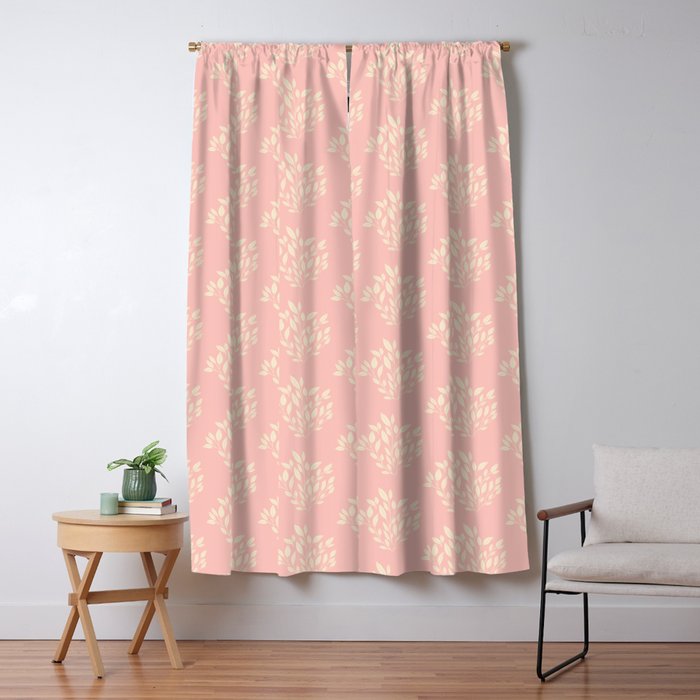 Simple Block Print Pastel Pink and Off- White Pattern Window Curtain Gallery Image 5