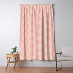 Simple Block Print Pastel Pink and Off- White Pattern Window Curtain Gallery Image 5