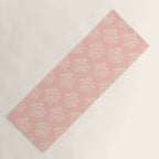 Simple Block Print Pastel Pink and Off- White Pattern Yoga Mat Gallery Image 1