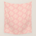 Simple Block Print Pastel Pink and Off- White Pattern Wall Tapestry Gallery Image 4