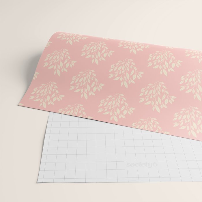Simple Block Print Pastel Pink and Off- White Pattern Wrapping Paper Gallery Image 2