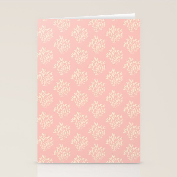 Simple Block Print Pastel Pink and Off- White Pattern Stationery Card Gallery Image 2