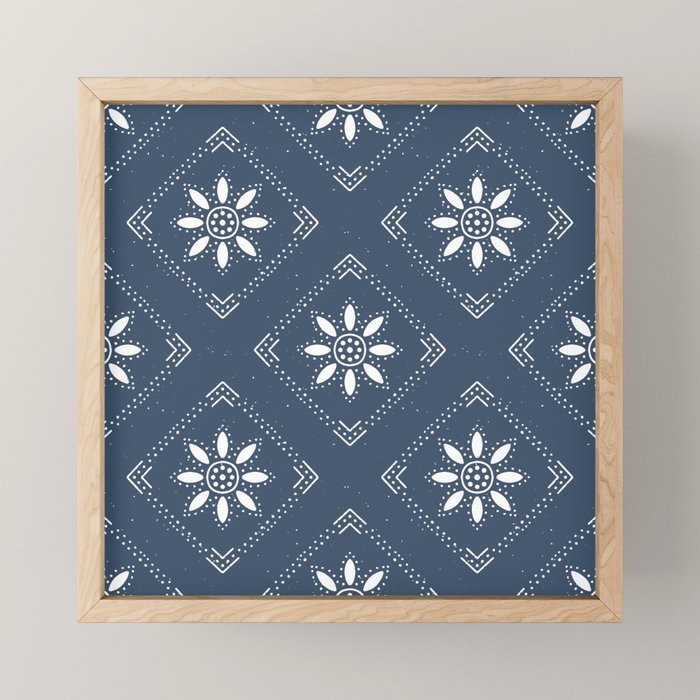 Scandinavian Classic Blue Squares Mini Art Print Gallery Image 1