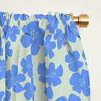 Blue flower blossom scatter on soft green Window Curtain Gallery Image 2