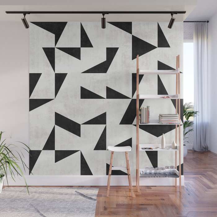 Mid-Century Modern Pattern No.11 - Black and White Conrete Wall Mural Gallery Image 1