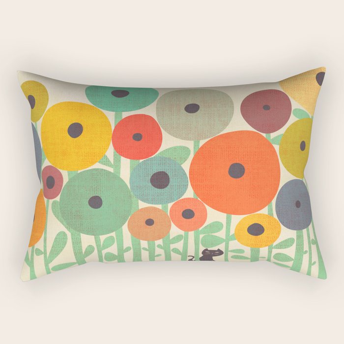 Cat in flower garden Rectangular Pillow Gallery Image 2