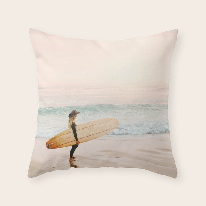 Surfer Girl Throw Pillow Gallery Image 1