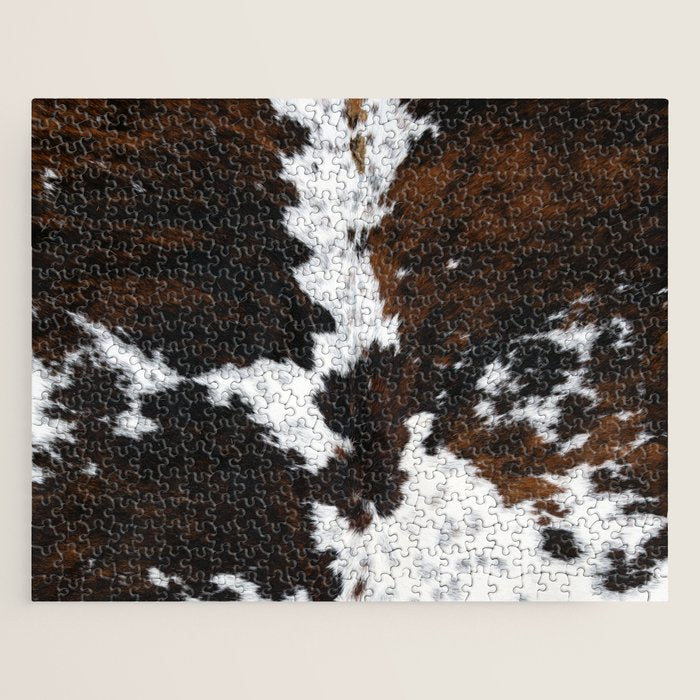 Brown Cowhide, Farmhouse decor Jigsaw Puzzle Gallery Image 1