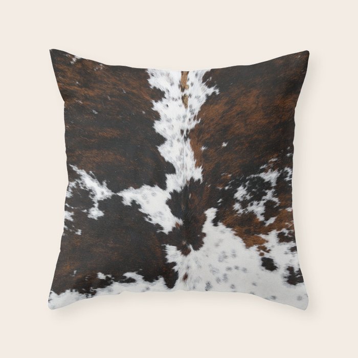 Brown Cowhide, Farmhouse decor Throw Pillow Gallery Image 6