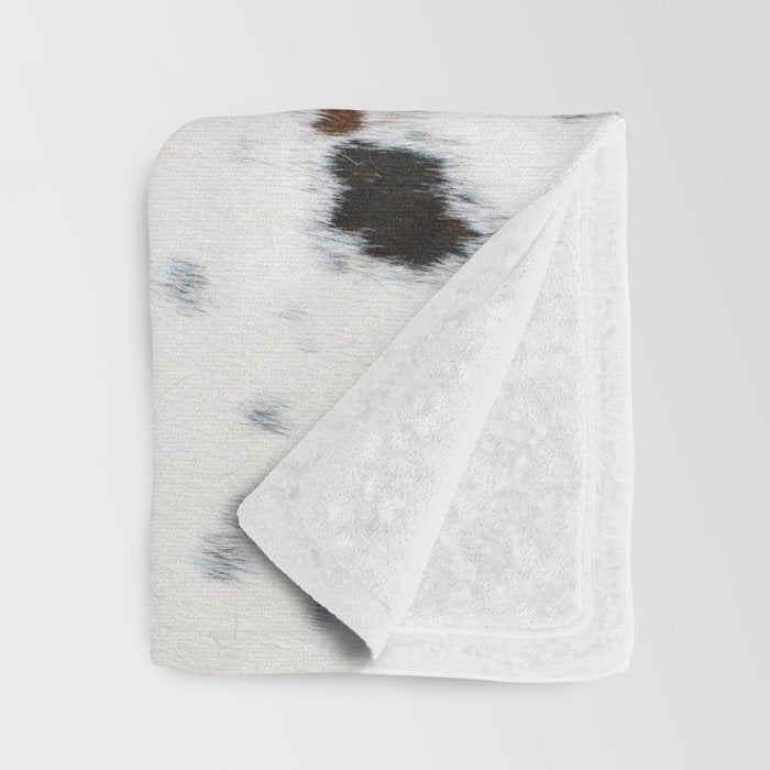 Brown Cowhide, Farmhouse decor Throw Blanket Gallery Image 3