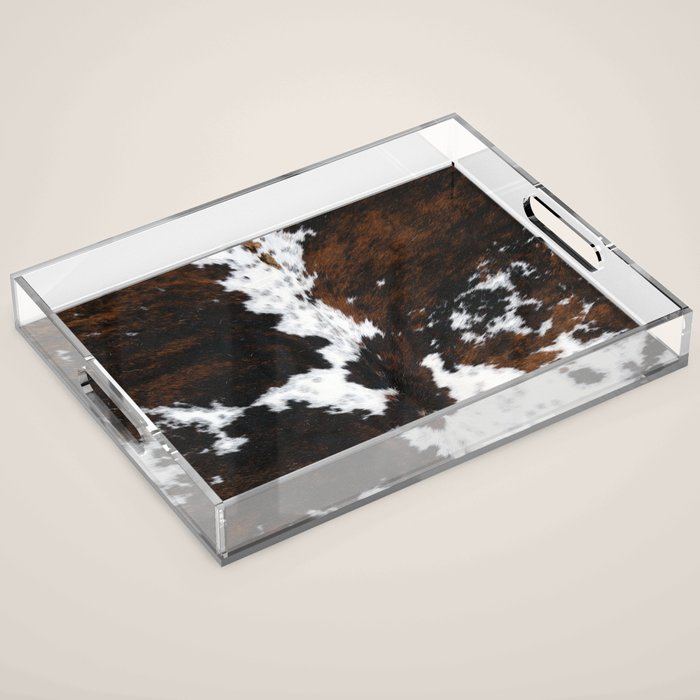 Brown Cowhide, Farmhouse decor Acrylic Tray Gallery Image 1
