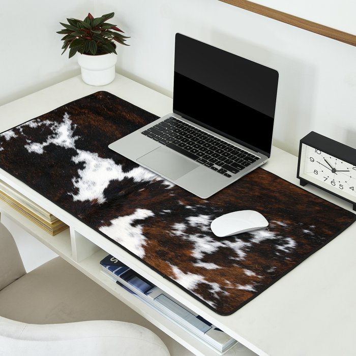 Brown Cowhide, Farmhouse decor Desk Mat Gallery Image 2