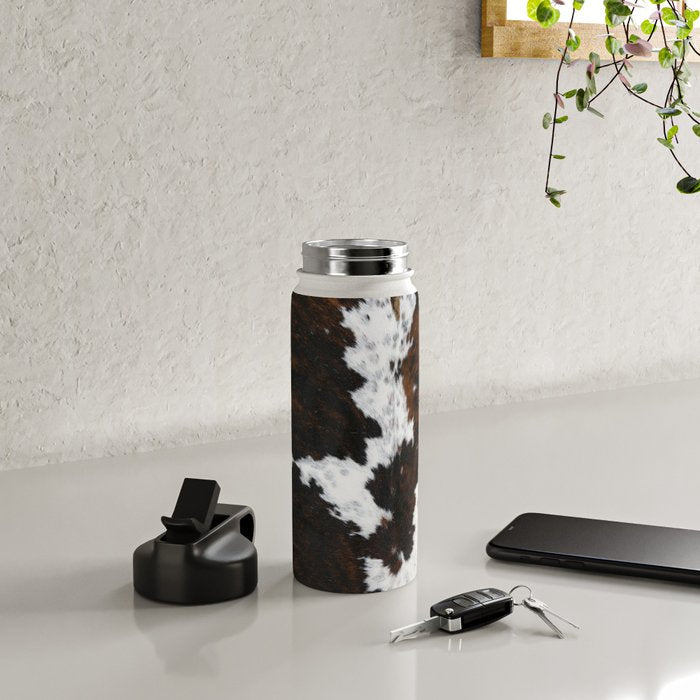 Brown Cowhide, Farmhouse decor Water Bottle Gallery Image 4