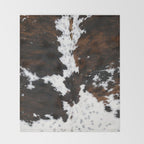 Brown Cowhide, Farmhouse decor Throw Blanket Gallery Image 2