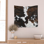 Brown Cowhide, Farmhouse decor Wall Tapestry Gallery Image 2
