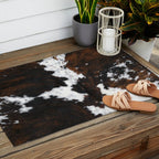 Brown Cowhide, Farmhouse decor Outdoor Rug Gallery Image 2