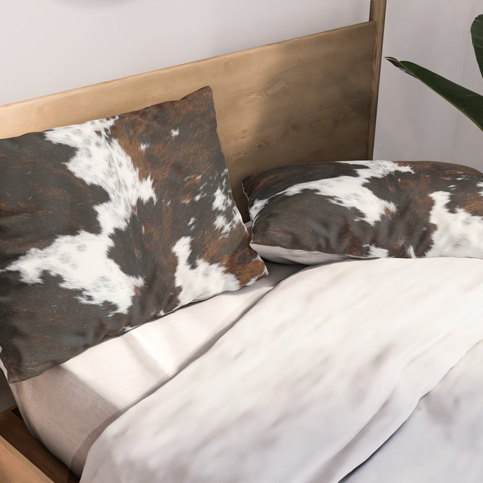 Brown Cowhide, Farmhouse decor Pillow Sham Gallery Image 2