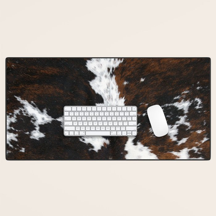 Brown Cowhide, Farmhouse decor Desk Mat