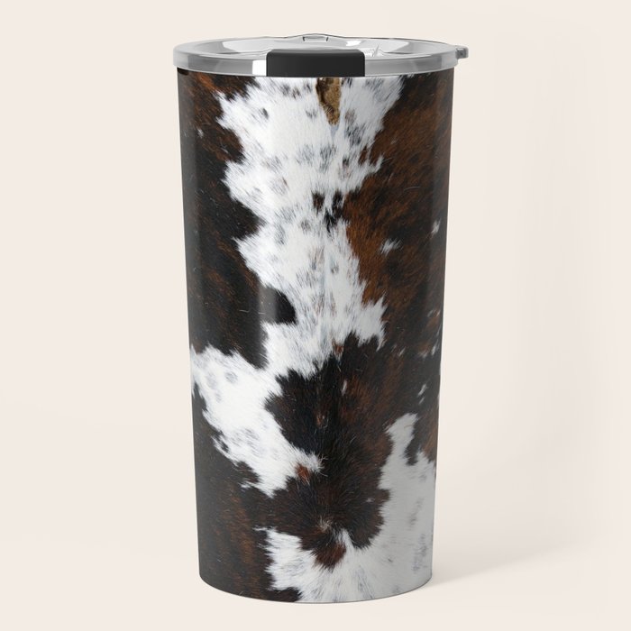Brown Cowhide, Farmhouse decor Travel Mug Gallery Image 1