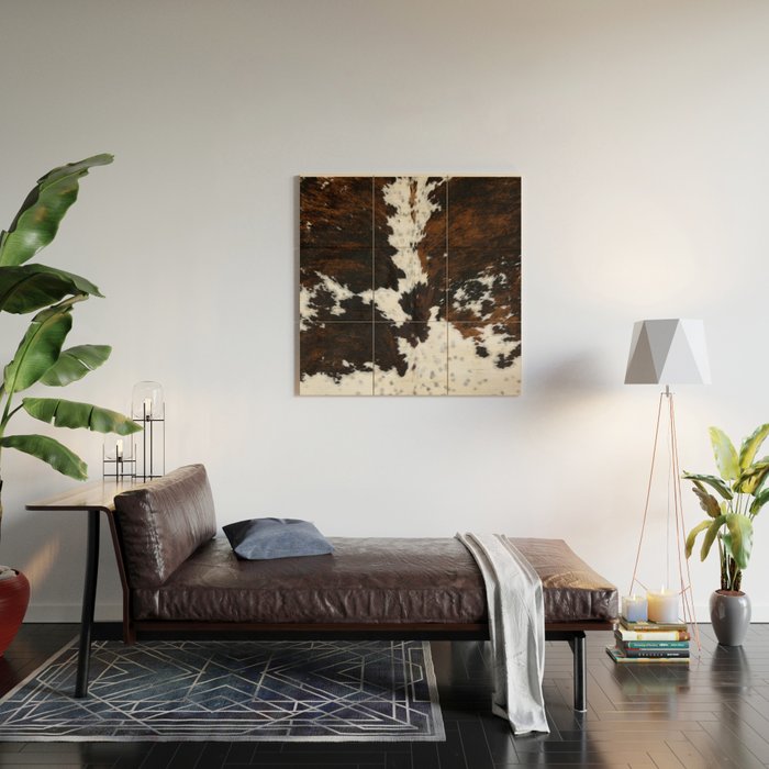 Brown Cowhide, Farmhouse decor Wood Wall Art Gallery Image 2