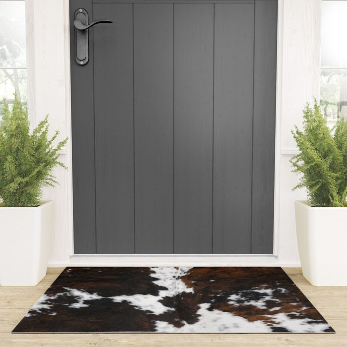 Brown Cowhide, Farmhouse decor Welcome Mat Gallery Image 3