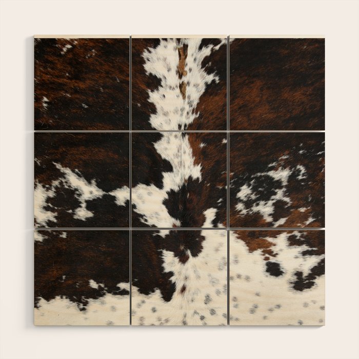 Brown Cowhide, Farmhouse decor Wood Wall Art Gallery Image 1