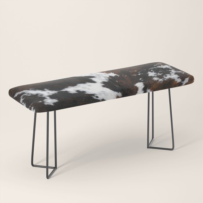 Brown Cowhide, Farmhouse decor Bench Gallery Image 1