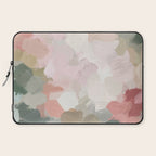 Time to Bloom - Forest Green Fuchsia Blush Pink Abstract Flower Spring Painting Art Laptop Sleeve Gallery Image 2