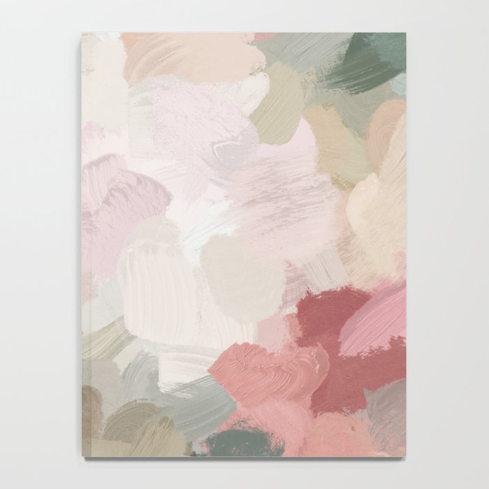 Time to Bloom - Forest Green Fuchsia Blush Pink Abstract Flower Spring Painting Art Notebook Gallery Image 4