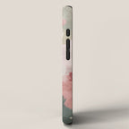 Time to Bloom - Forest Green Fuchsia Blush Pink Abstract Flower Spring Painting Art iPhone Case Gallery Image 2