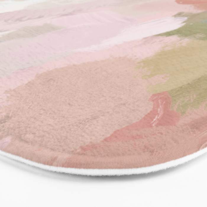Time to Bloom - Forest Green Fuchsia Blush Pink Abstract Flower Spring Painting Art Bath Mat Gallery Image 3