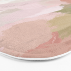 Time to Bloom - Forest Green Fuchsia Blush Pink Abstract Flower Spring Painting Art Bath Mat Gallery Image 3