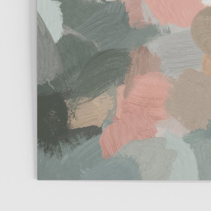 Time to Bloom - Forest Green Fuchsia Blush Pink Abstract Flower Spring Painting Art Poster Gallery Image 3