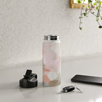 Time to Bloom - Forest Green Fuchsia Blush Pink Abstract Flower Spring Painting Art Water Bottle Gallery Image 5