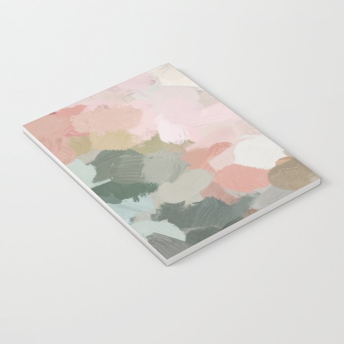 Time to Bloom - Forest Green Fuchsia Blush Pink Abstract Flower Spring Painting Art Notebook Gallery Image 3