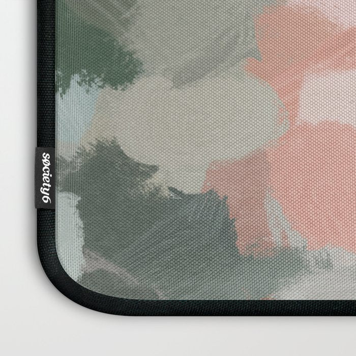 Time to Bloom - Forest Green Fuchsia Blush Pink Abstract Flower Spring Painting Art Laptop Sleeve Gallery Image 3