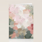 Time to Bloom - Forest Green Fuchsia Blush Pink Abstract Flower Spring Painting Art Stationery Card Gallery Image 2