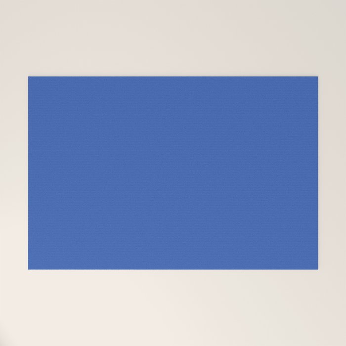 Retro Blue Solid Color Welcome Mat Gallery Image 1