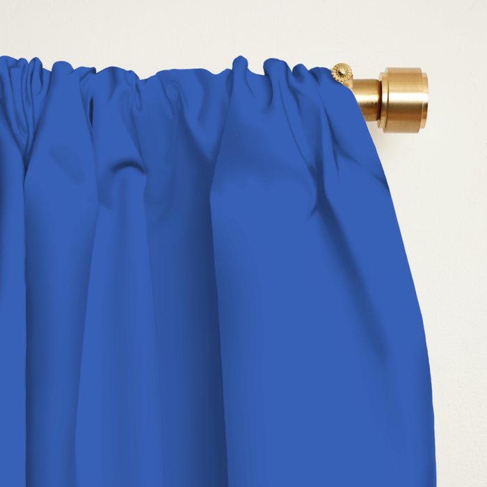 Retro Blue Solid Color Window Curtain Gallery Image 2