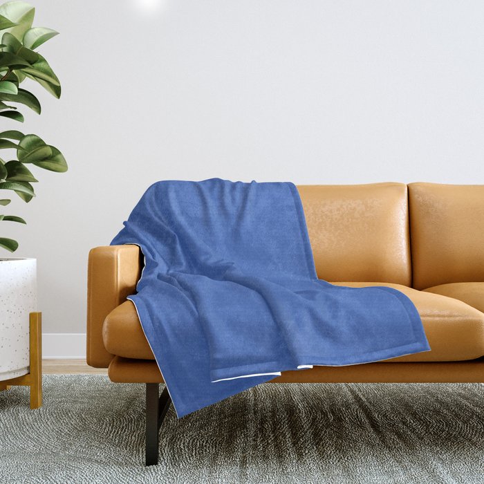 Retro Blue Solid Color Throw Blanket Gallery Image 1