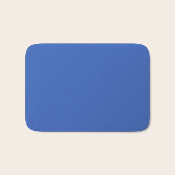 Retro Blue Solid Color Bath Mat Gallery Image 1