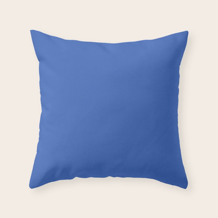 Retro Blue Solid Color Throw Pillow Gallery Image 1