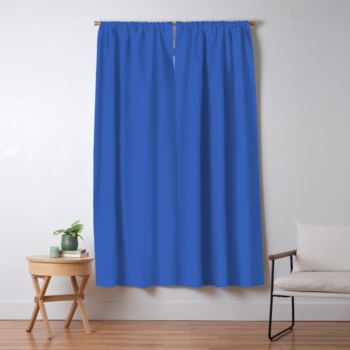Retro Blue Solid Color Window Curtain Gallery Image 5