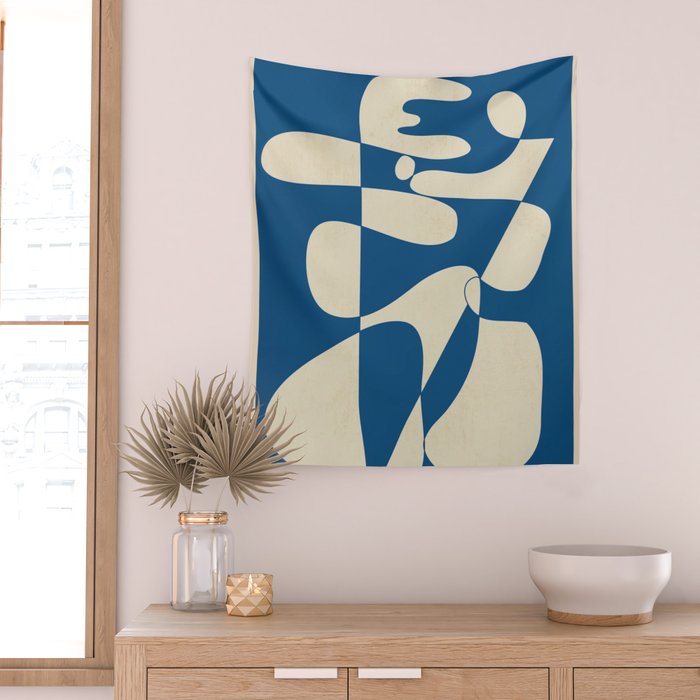 Modern Abstract Depth - Cobalt Wall Tapestry Gallery Image 2