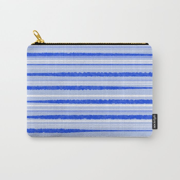 Watercolor Striped Pattern Royal Blue Light Blue White Carry All Pouch Gallery Image 1