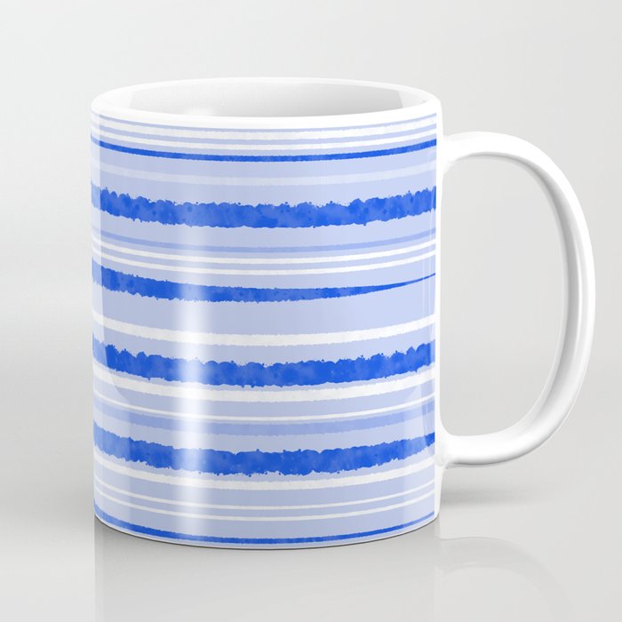 Watercolor Striped Pattern Royal Blue Light Blue White Coffee Mug Gallery Image 1