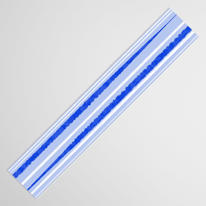 Watercolor Striped Pattern Royal Blue Light Blue White Table Runner Gallery Image 3